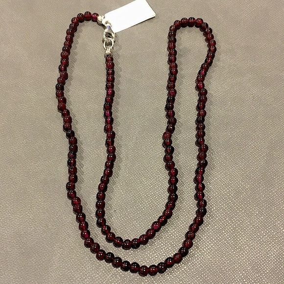 Red Garnet Cabochon Necklace with Sterling Silver 925 Lobster Claw Clasp NWT - Picture 7 of 14